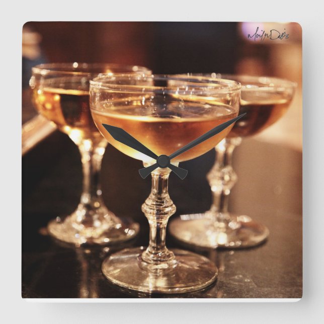 ouro champanhe bebida cozinha relógio bar (Frente)