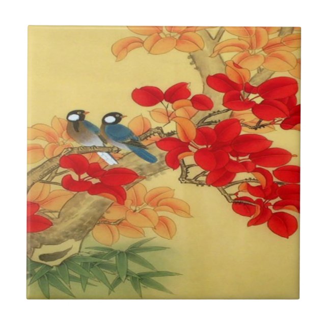 Ouro chinês e floral vermelho (Frente)