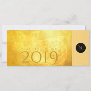 Ouro Chinês Pig Papercut 2019 Monograma Convite 2