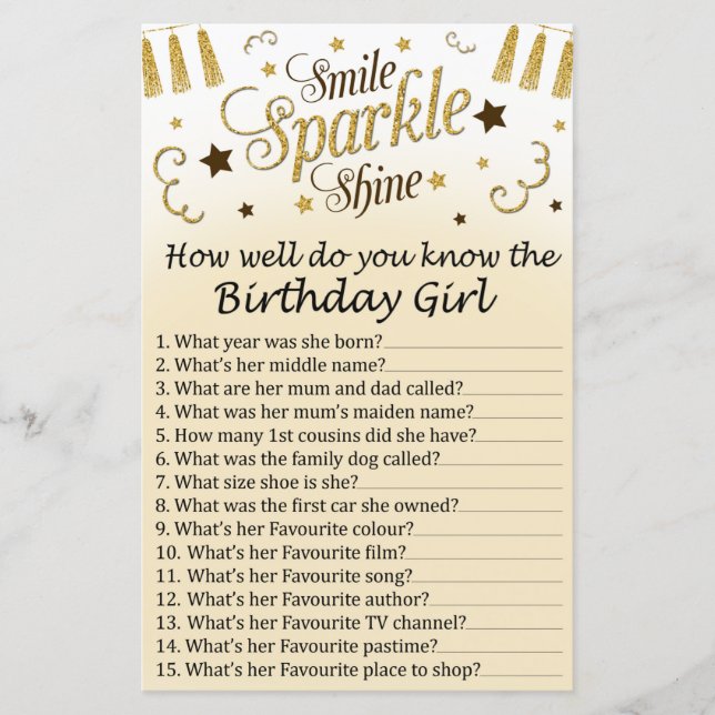 Ouro Como você conhece bem a aniversariante (Frente)