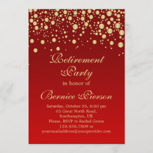 Ouro confetti no Convite de festas vermelho de apo