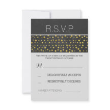 ouro confetti pontos chalkboard casamento RSVP