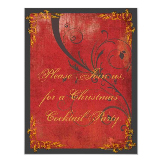 Ouro & convite vermelho da festa de Natal