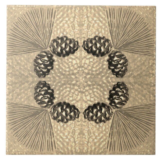 Ouro Craftsman Ponderosa Pinecone Azulejo (Frente)