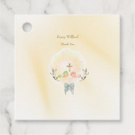 Ouro Cross floral baptism a favor das etiquetas