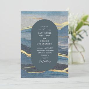ouro de aquarela Convite para Casamento