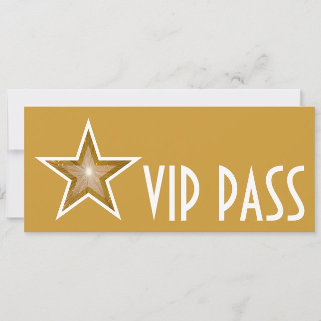 Ouro de convite 'VIP PASS' da Estrela Dourada (Frente)