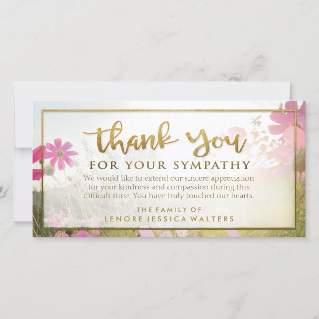 Ouro De Flor Selvagem Rosa Obrigado Cartão de cond (Frente)