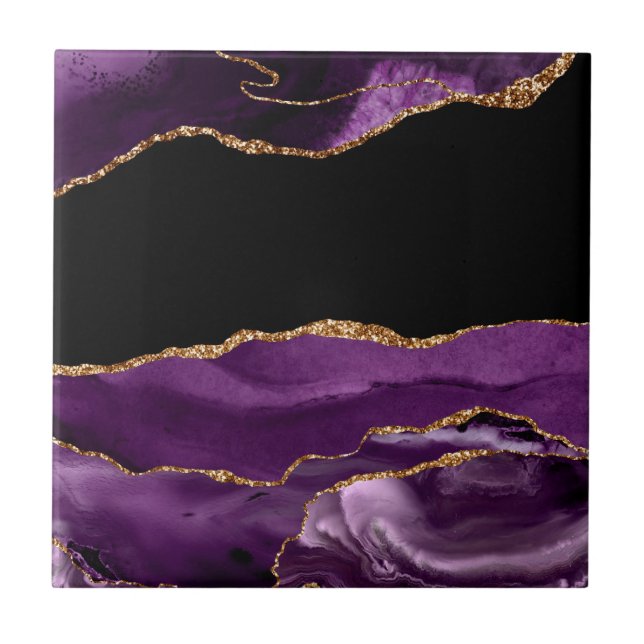 Ouro De Grelha De Agato De Mármore Preto Violeta (Frente)