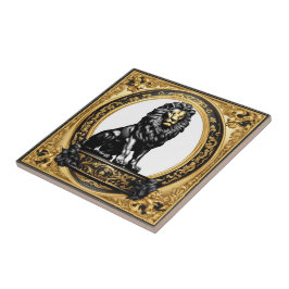 Ouro de leão e quadro ornamental negro