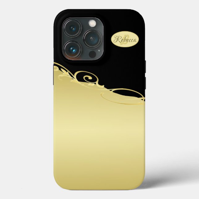 Ouro de luxo decorativo em ouro e preto, Monograma (Verso)