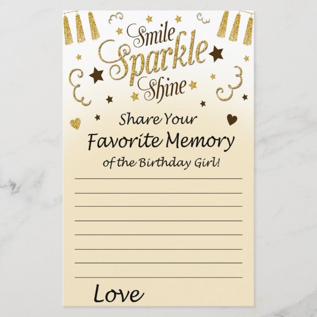 Ouro de memória favorita da garota de aniversário (Frente)