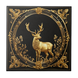 Ouro de renas Dourado e quadro ornamental negro