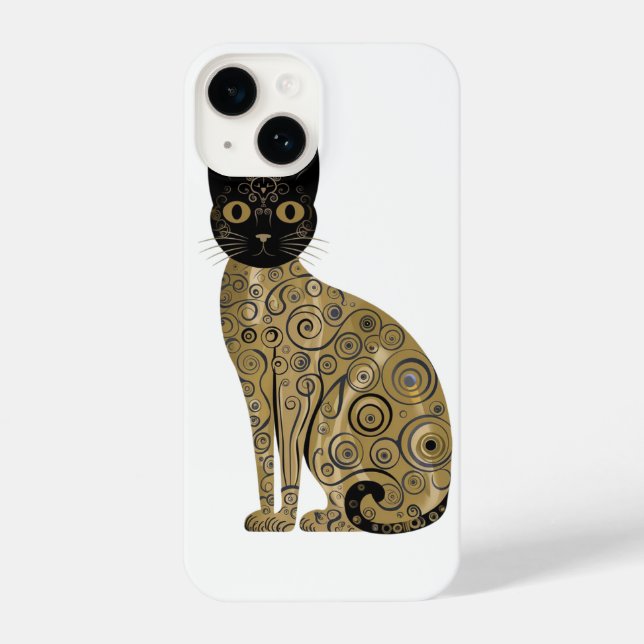 Ouro Decorativo Gustav Klimt Estilo preto de Gato (Verso)