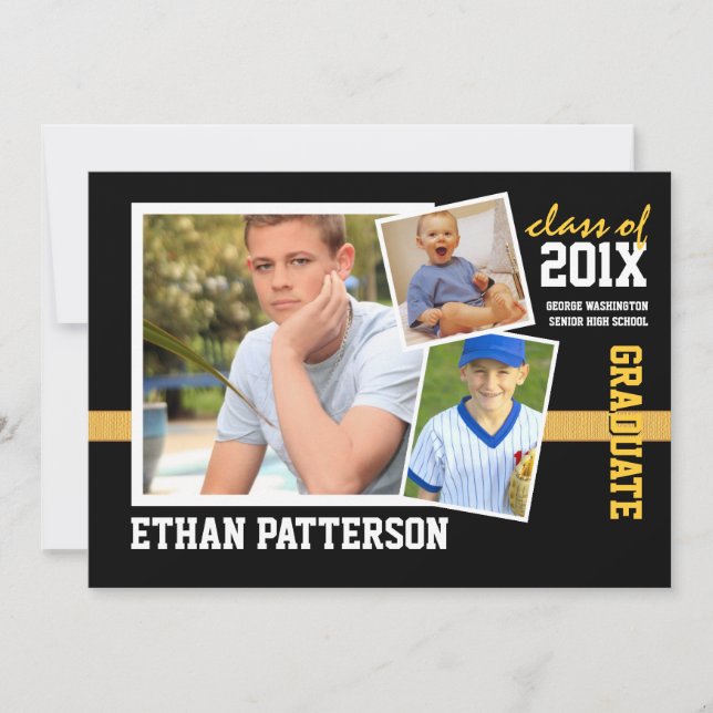 Ouro desportivo do preto do anúncio da graduação (Frente)