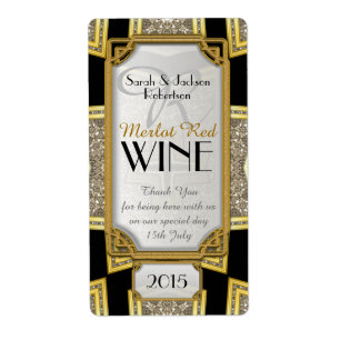 Ouro do art deco 3 etiquetas à moda da garrafa de