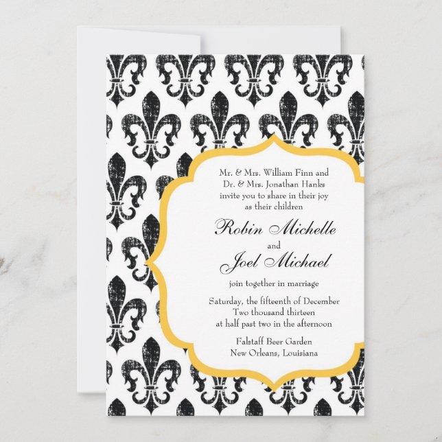 Ouro do convite | Nova Orleães | do casamento (Frente)