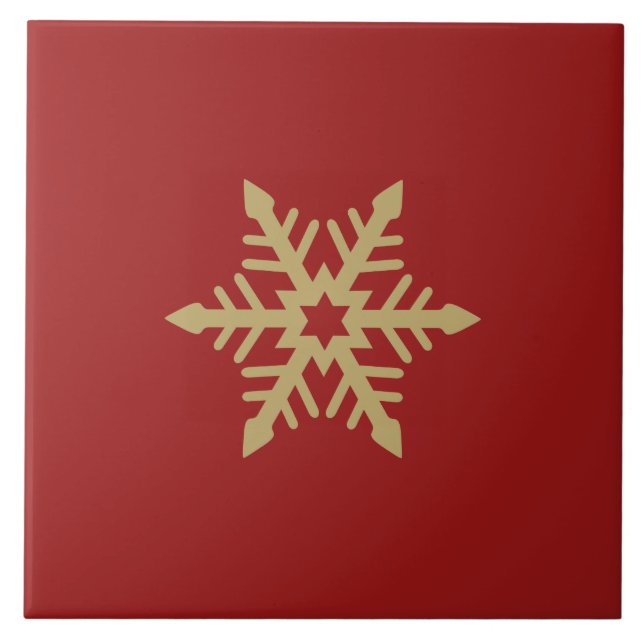Ouro do design do floco de neve no vermelho (Frente)