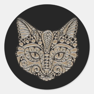 Ouro do gato do art deco e etiqueta preta