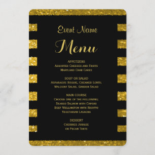 Ouro do menu do comensal e listras pretas