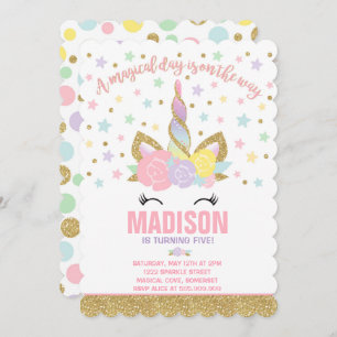 Ouro do rosa do convite do aniversário do