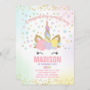 Ouro do rosa do convite do aniversário do