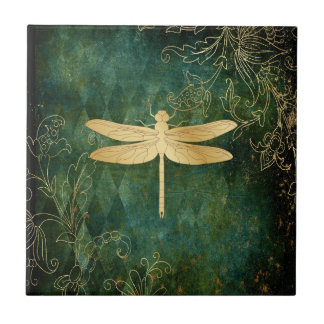 Ouro Dragonfly Azulejo cerâmica