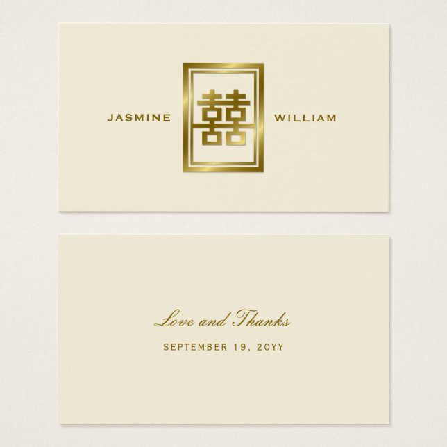 Ouro Dupla Felicidade Casamento Obrigado Etiqueta (Frente & Verso)