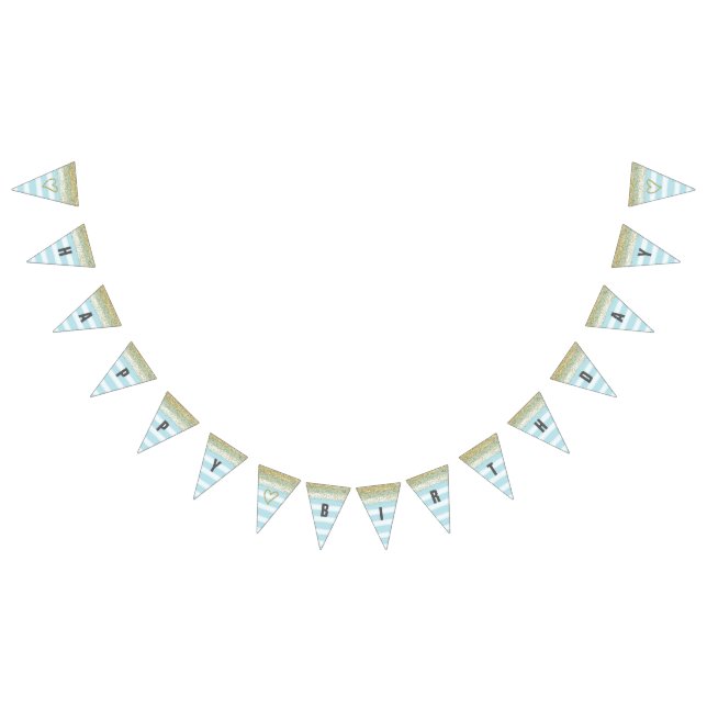 Ouro e bandeira azul do feliz aniversario (Todos)