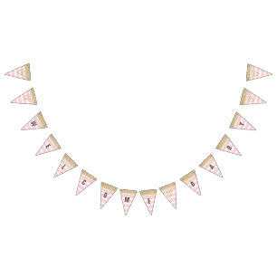 Ouro e bandeira bem-vinda do bebê do rosa