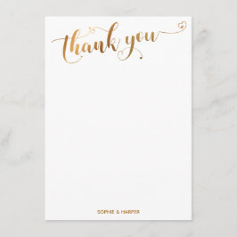 Ouro e Branco Agradecimento Caligrafia c/ Corações