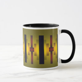 Ouro e caneca de café industrial vermelha do olhar