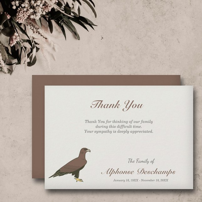 Ouro Eagle Funeral Obrigado Cartão Nota (Golden Eagle Funeral Thank You Note Card)