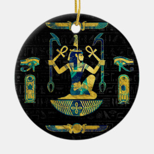 Ouro egípcio e ornamento de mármore azul