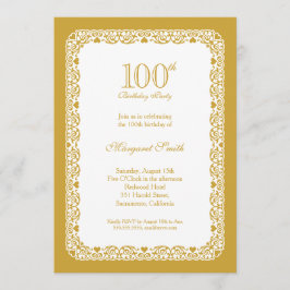 Ouro Elegante 100º convite de aniversário