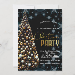 Ouro elegante, árvore de Natal festiva Convite