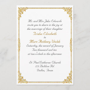 Ouro elegante convite Wedding quadro