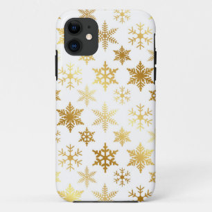 Ouro elegante e capas de iphone brancas do floco