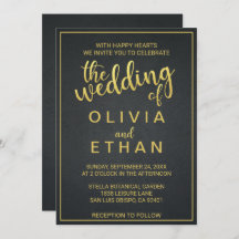 Ouro elegante e convite para casamentos de classe 