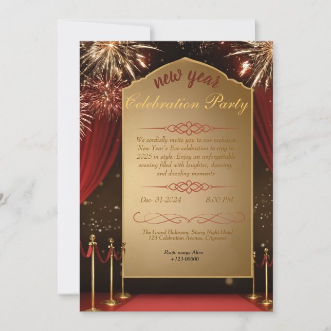Ouro Elegante Gates Convite de Ano Novo (Frente)