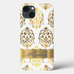 Ouro elegante gráfico personalizado e damasco bran