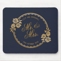 Ouro elegante personalizado Wedding | Mousepad