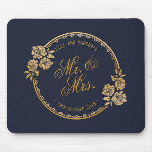 Ouro elegante personalizado Wedding Mousepad