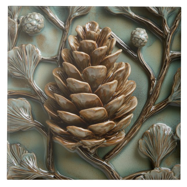 Ouro elegante Pinecone Faux Alivio (Frente)
