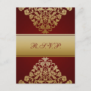 ouro elegante RSVP wedding vermelho