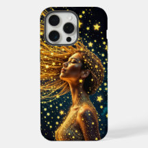 Ouro estrelado moda bela moça brilhando céu