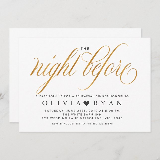 Ouro falso na noite anterior ao convite (Frente/Verso)