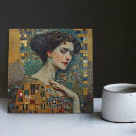 Ouro Fase Gustav Klimt Mosaic Edwardian Mulher C
