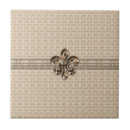 Ouro Fleur De Lis com Cor damasco Cream