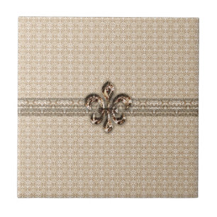Ouro Fleur De Lis com Cor damasco Cream
